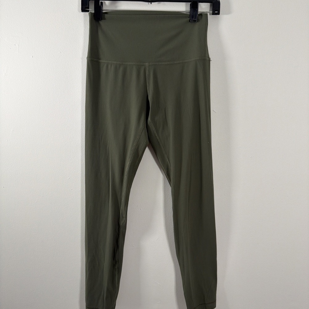 Lululemon Align Ribbed High Rise Pant Tight Legging 25" Olive Green 6 Gym Yoga